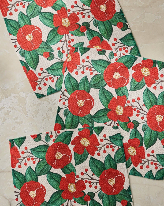 Winter Camellia Dishcloth Set - Holiday 2026
