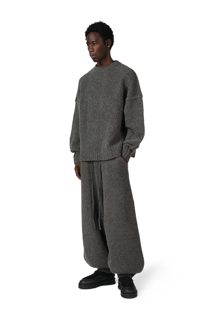 Wool Knit Cuff Pant in Granite Grain