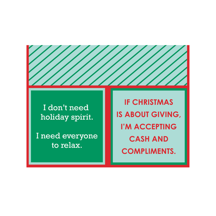 Xmas Cash & Compliments Cocktail Napkin
